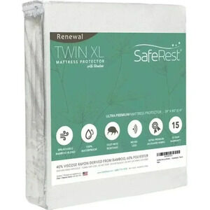 SafeRest Renewal Bamboo Mattress Pad Cover Hypoallergenic‎ TWIN XL Dorms NIP